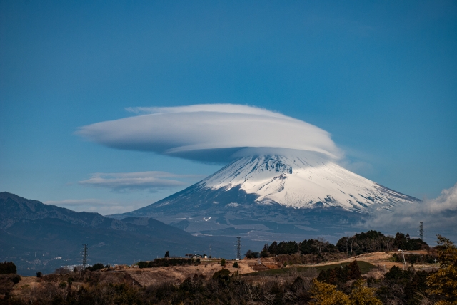 富士山にかかる笠雲